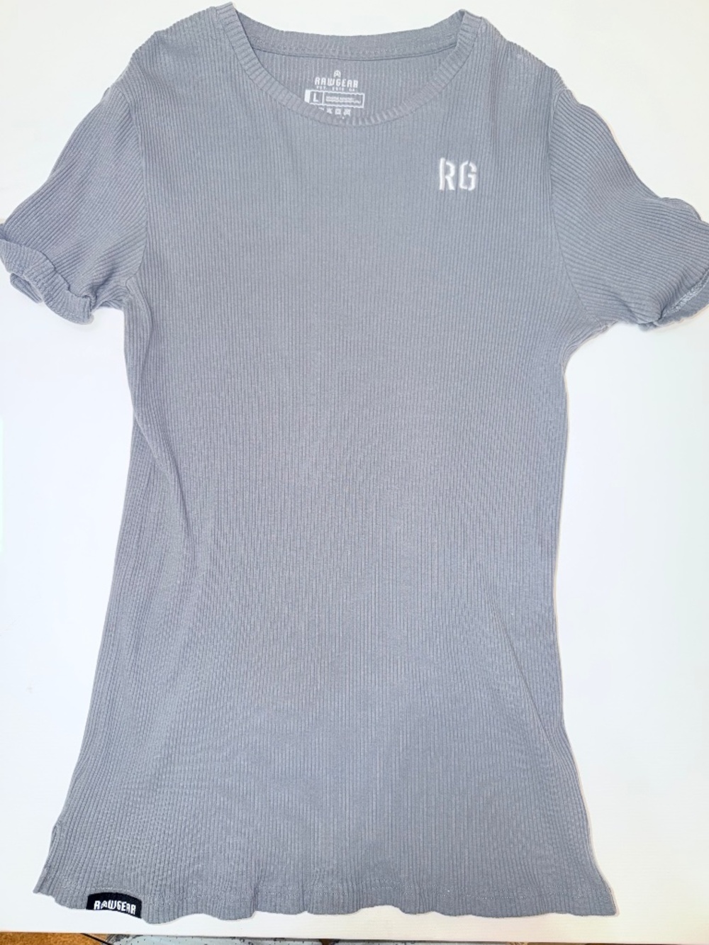 RawGear Ribbed RG T-Shirt Gray Men’s Large